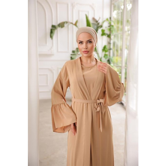 Turkish Women's Two-Piece Ruffled Abaya