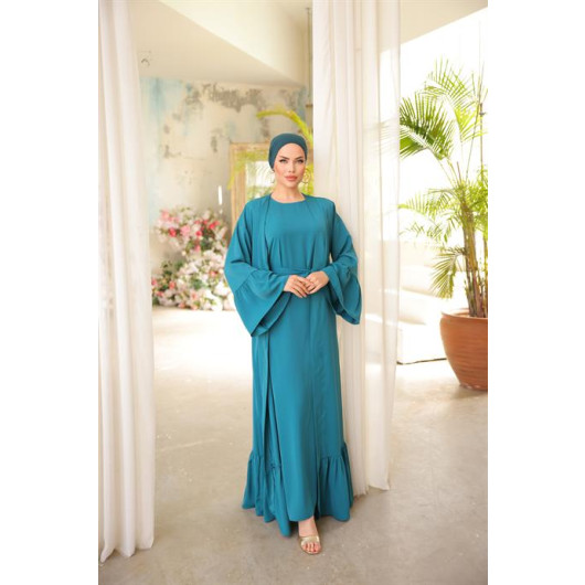 Turkish Women's Two-Piece Ruffled Abaya