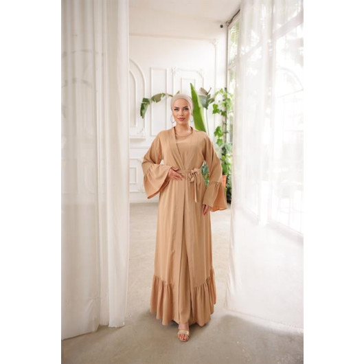 Turkish Women's Two-Piece Ruffled Abaya