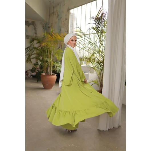 Turkish Women's Two-Piece Ruffled Abaya