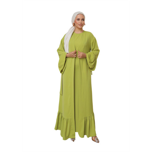 Turkish Women's Two-Piece Ruffled Abaya