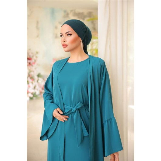 Turkish Women's Two-Piece Ruffled Abaya