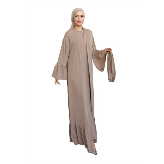 Turkish Women's Two-Piece Ruffled Abaya