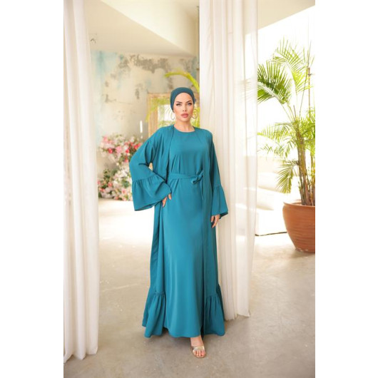 Turkish Women's Two-Piece Ruffled Abaya