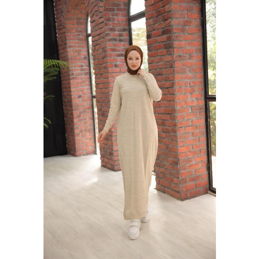 Oversize Knitwear Dress Beige