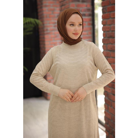 Oversize Knitwear Dress Beige