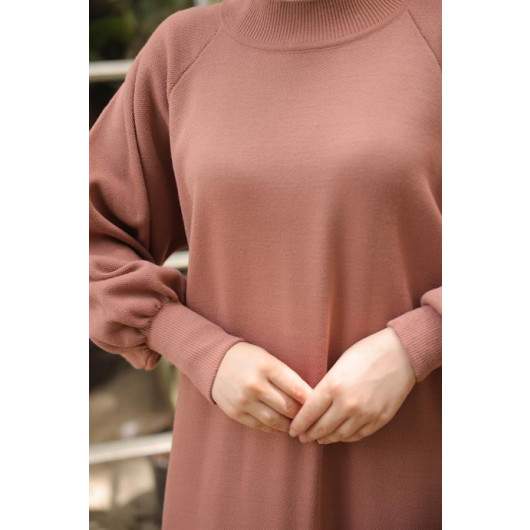 Raglan Sleeve Comfortable Fit Knitwear Dress Dried Rose