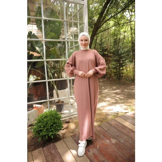 Raglan Sleeve Comfortable Fit Knitwear Dress Dried Rose