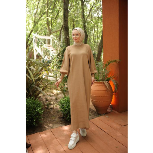 Raglan Sleeve Comfortable Fit Knitwear Dress Brown