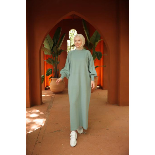 Raglan Sleeve Comfortable Fit Knitwear Dress Mint Green