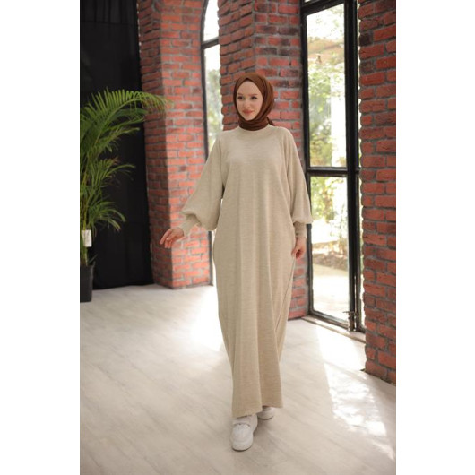 Raglan Sleeve Comfortable Fit Knitwear Dress Mink