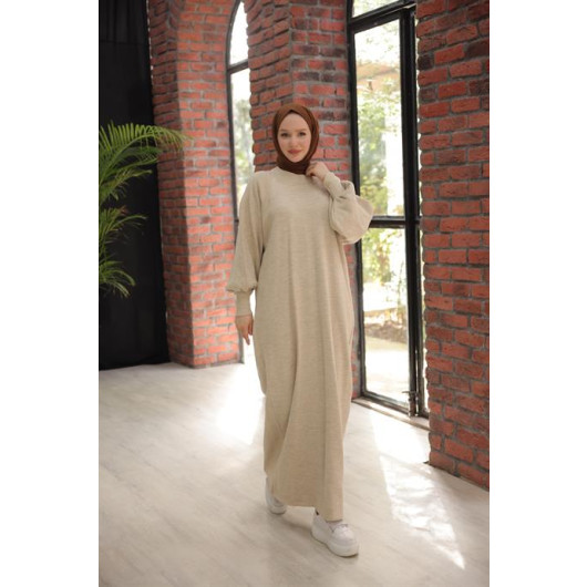 Raglan Sleeve Comfortable Fit Knitwear Dress Mink