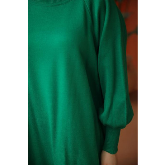 Raglan Sleeve Comfortable Fit Knitwear Dress Green