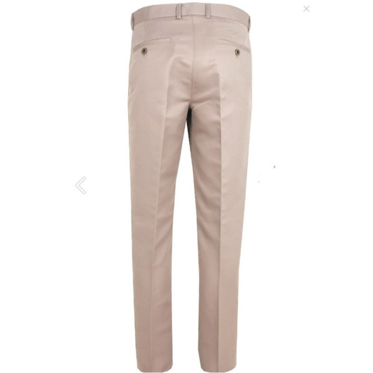 Men Beige Blue Classic Cut Linen Trousers With Pockets