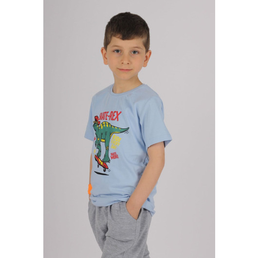 Printed Pocket Cotton Boy Summer Suit