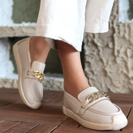 Beige Skin Ballerina Shoes