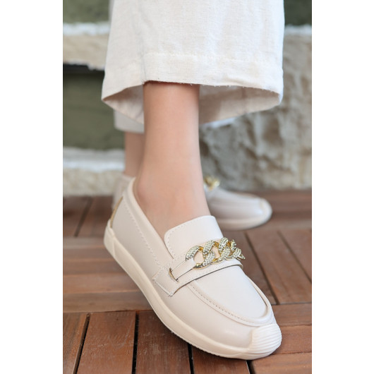 Beige Skin Ballerina Shoes