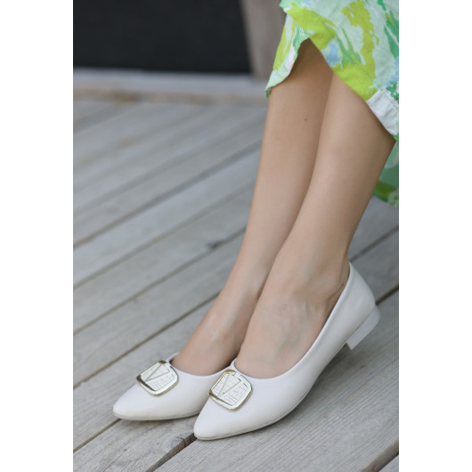 Beige Skin Ballerina Shoes