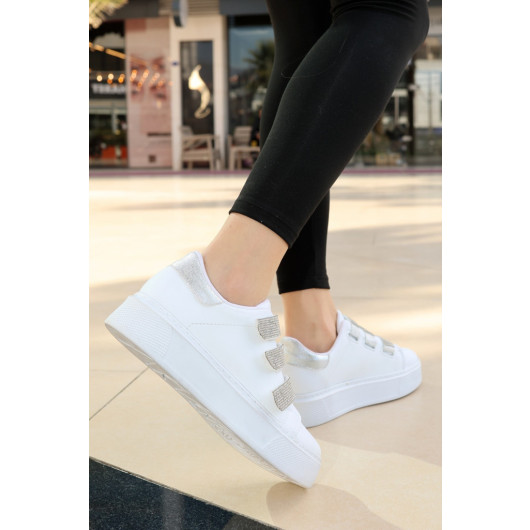 White Leather Velcro Sneakers