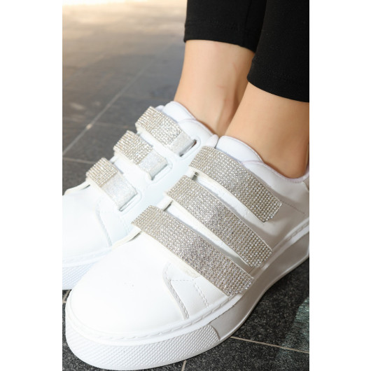 White Leather Velcro Sneakers