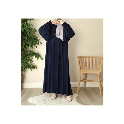 Silk Abaya Navy Blue Women Standard