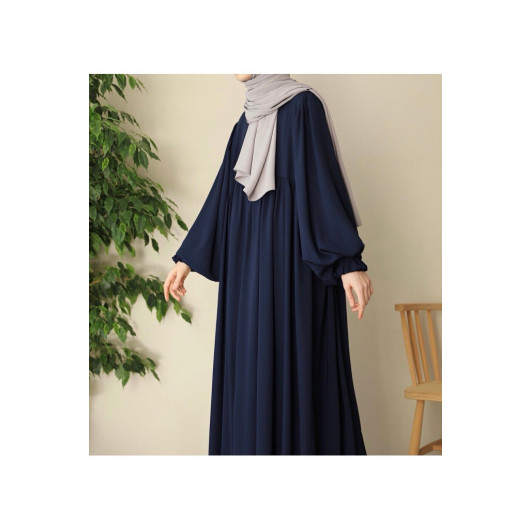 Silk Abaya Navy Blue Women Standard