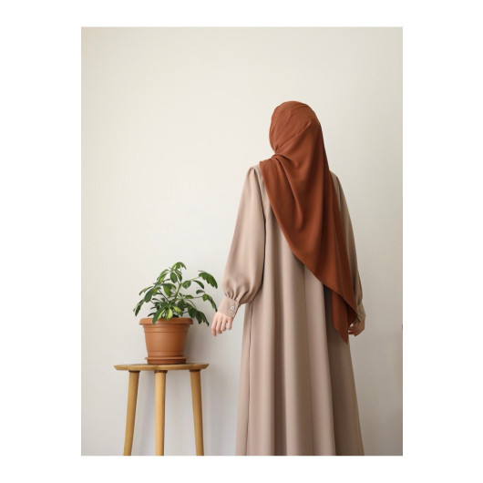 Plain Crepe Abaya Beige Women 1 Size