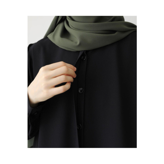 Plain Crepe Abaya Black Women 1