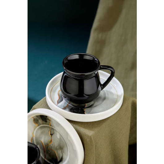 Ceramic Black 12 Piece Coffee Cup Set For 6 People