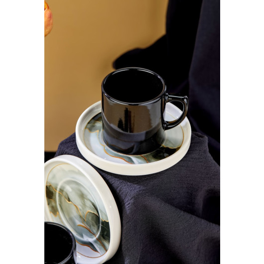 Ceramic Black 12 Piece Black Coffee Cup Set For 6 People