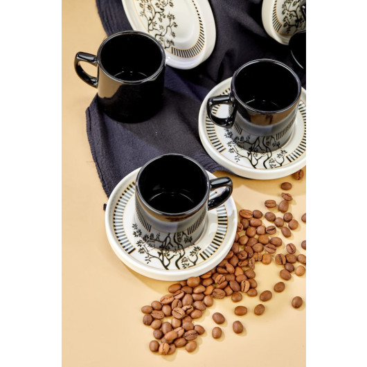 Ceramic Black 12 Piece Black Coffee Cup Set For 6 People