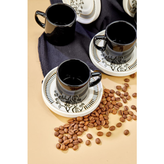 Ceramic Black 12 Piece Black Coffee Cup Set For 6 People