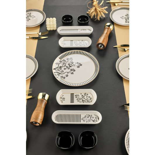 Ceramic 15 Piece Breakfast Set For 6 Persons White Breakfast Presentation