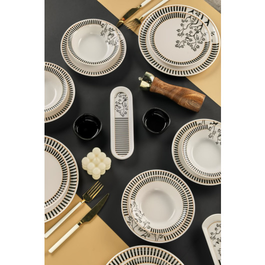 Ceramic 32 Piece Dinner Set For 6 Persons And White