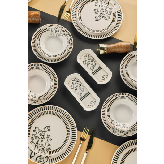 Ceramic 32 Piece Dinner Set For 6 Persons And White