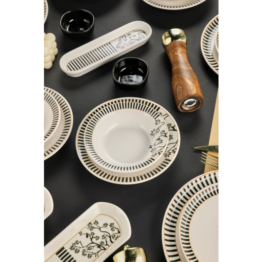 Ceramic 32 Piece Dinner Set For 6 Persons And White