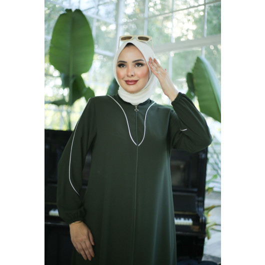 Crepe Abaya With Binding Khaki 40