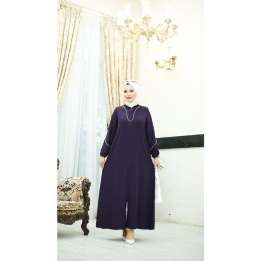 Crepe Abaya With Binding Damson 40