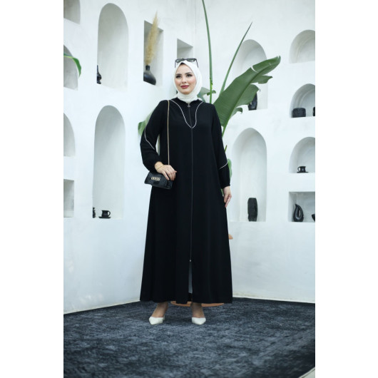 Crepe Abaya With Binding Black 40