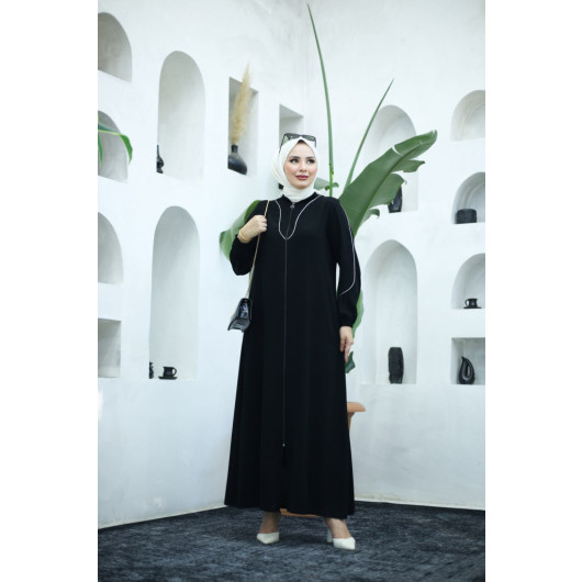 Crepe Abaya With Binding Black 40