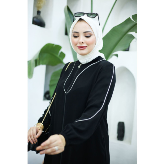 Crepe Abaya With Binding Black 40