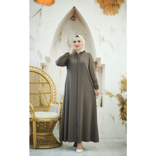 Crepe With Binding Abaya Milk Coffee 50