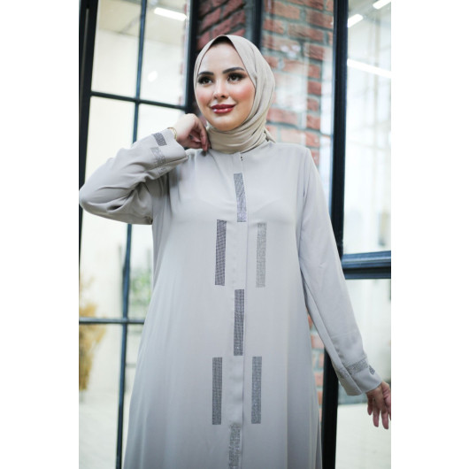 Stone Crepe Abaya Cream 44