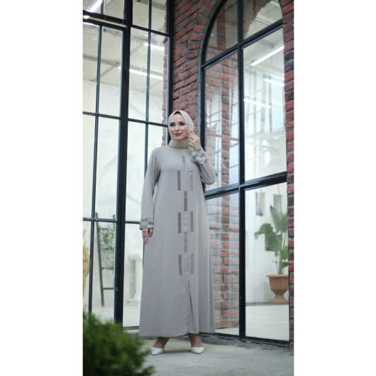 Stone Crepe Abaya Cream 44