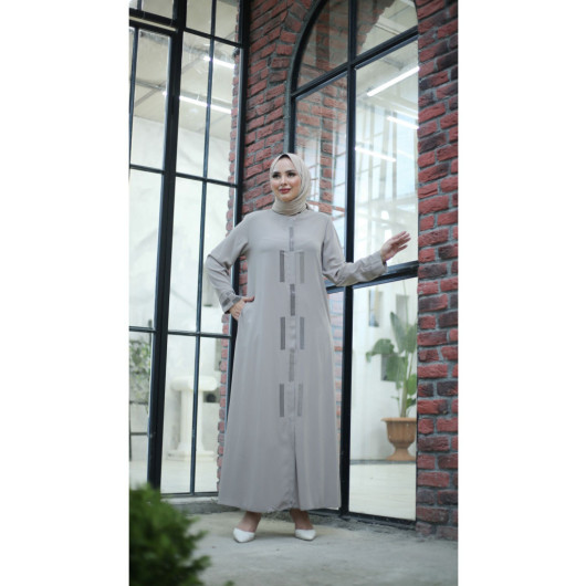 Stone Crepe Abaya Cream 44