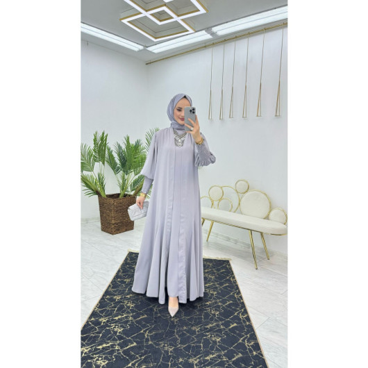 First Quality Medina Silk Fabric Belted Abaya And Undershirt Dress Fabulous Two-Piece Set