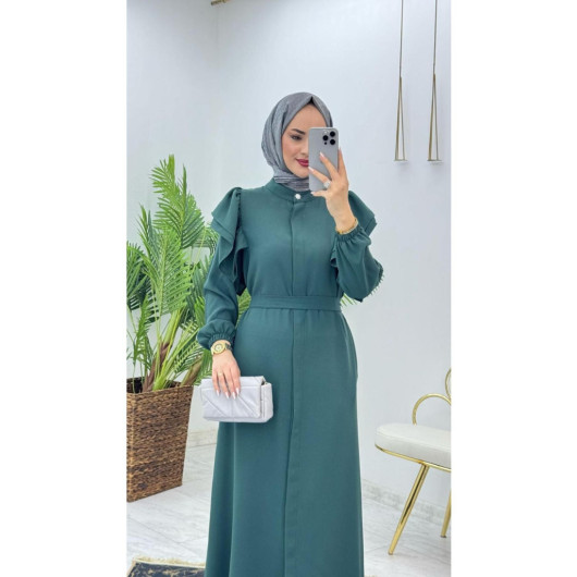 Dubai Crepe Abaya With Ruffle Sleeves