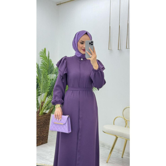 Dubai Crepe Abaya With Ruffle Sleeves