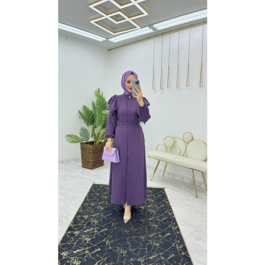 Purple Abaya With Sleeves, Modern Model, Dubai Crepe Fabric