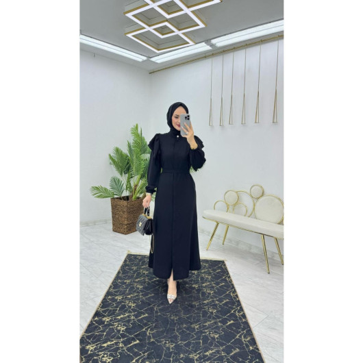 Dubai Crepe Abaya With Ruffle Sleeves